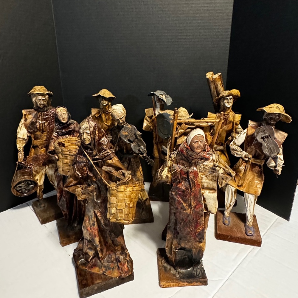 Mexican Folk Art Figurine Set from Paper Mache